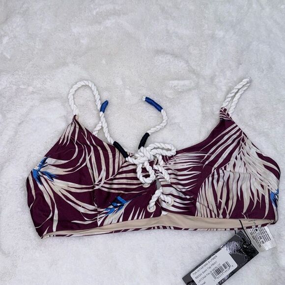 TAVIK REIGN Swim Top PRINT LATONA PALM MERLOT & ALI Moderate Swim Bottom Size Sm - Picture 8 of 11